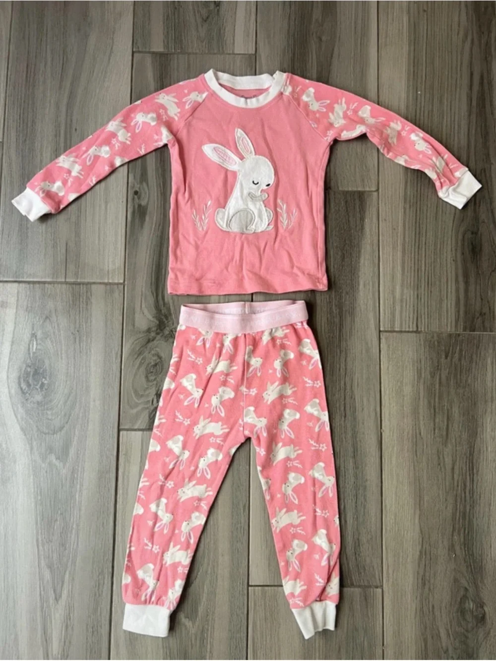 Girls Pink Bunny Two-Piece Pajama Set
